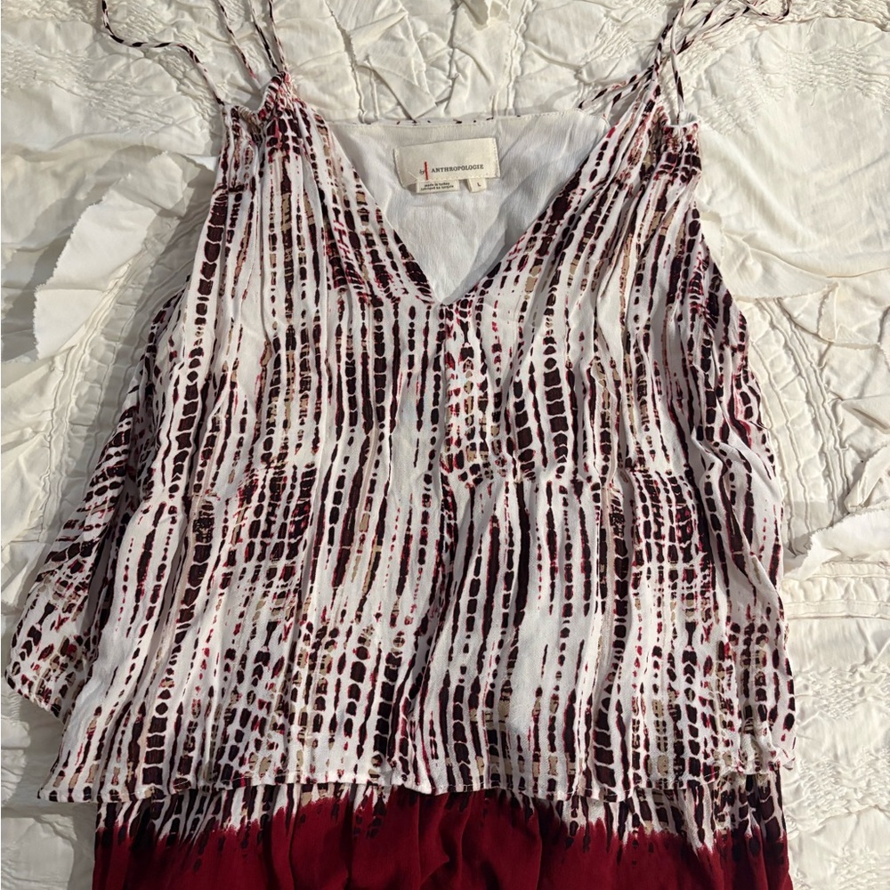 Anthropologie Red and White Camisole